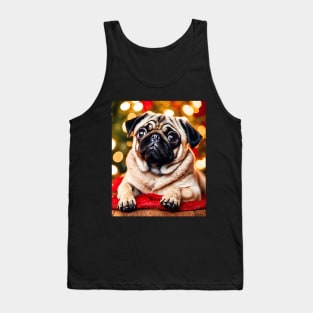 Cute Pug Dog Christmas Tank Top